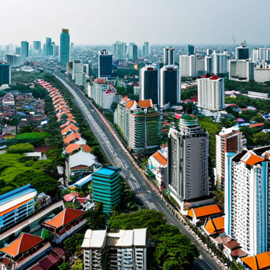 Urban Sprawl in Thailand**
"A panoramic view of a rapidly growing Thai city, showing a mix of modern skyscrapers and traditional Thai architecture, surrounded by developing suburbs, fully clothed people going about their day, appropriate attire, safe for work, perfect anatomy, natural proportions, professional photography, high quality, family-friendly"
**