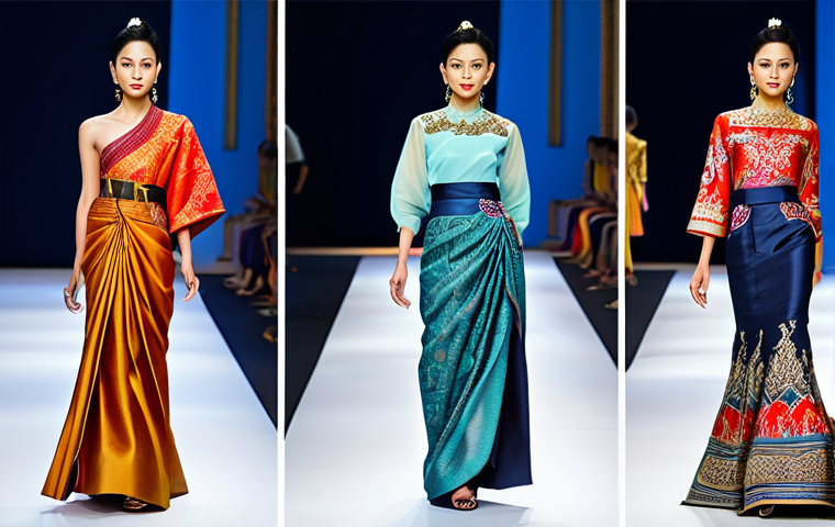 태국 디자인 산업 - Thai Fashion**

"A modern fashion design incorporating traditional Thai silk patterns, displayed on ...