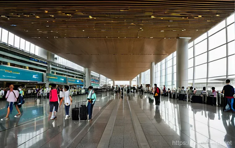 태국의 주요 공항 - **Prompt 1: Modern Arrival at Suvarnabhumi Airport**
    A wide-angle, bright, and bustling shot of ...