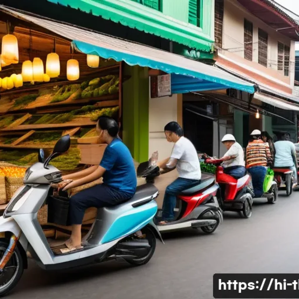 태국의 글로벌 유통망 - **Prompt:** "A bustling, modern urban street in Thailand, showcasing the ubiquitous presence of e-co...